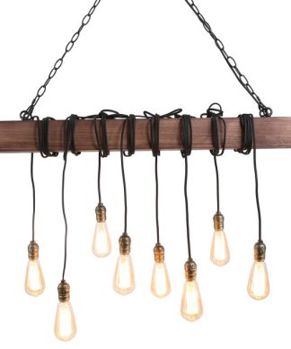 8-Light Kitchen Island Bulb Pendant with Wood Accents