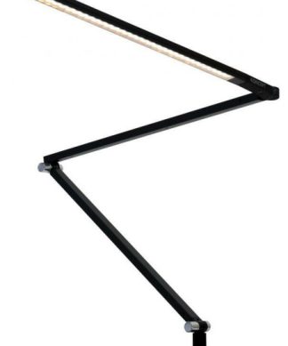 Z-Bar Slim Desk Lamp, USB Base, Cool Light, LED, Metallic Black, 14.5"H