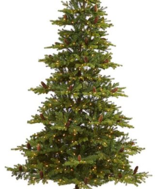 7.5? Slim Flocked Nova Scotia Spruce Christmas Tree / 450 Warm White LED Lights