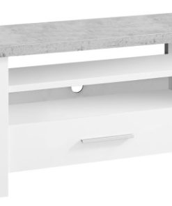 White TV Stand With Grey Top