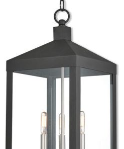 3 Light Outdoor Pendant Lantern, Black