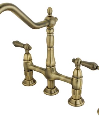 Vintage Brass Heritage 8" Center Kitchen Faucet With Side Sprayer KS1273ALBS