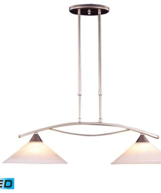 2-Light Island Light, Satin Nickel and Tea Swirl Glass, Led, 800 Lumens