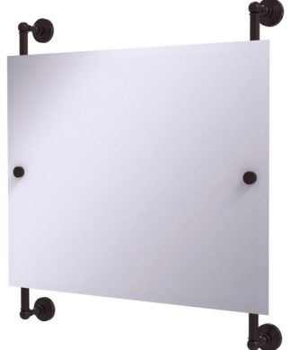 Waverly Place Landscape Frameless Rail Mounted Mirror, Antique Bronze