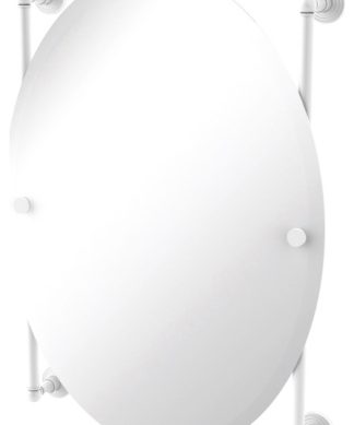 Waverly Place Oval Frameless Rail Mounted Mirror, Matte White