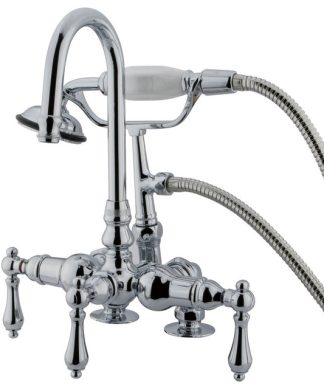 Vintage 3-3/8" Deck Mount Clawfoot Tub Filler with Hand Shower