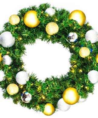 4' Sequoia Wreath Pre-Lit With Warm White LEDs, The Treasure Ornament
