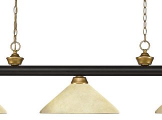 Z-Lite 200-3BRZ+SG-AGM14 Three Light Billiard Light Riviera Bronze / Satin Gold