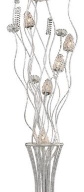 55" Cyprus Gardens Floral Display Floor Lamp, Satin Nickel