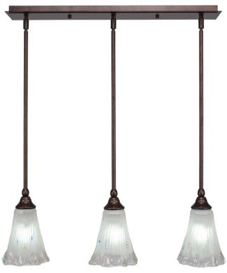 3-Light Mini Pendant, Bronze, 5.5" Fluted Frosted Crystal Glass