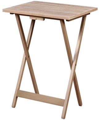 5 Piece Foldable Rectangular Wooden Tray Table Set , Brown