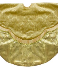48" Golden Scalloped Velvet Christmas Tree Skirt With a Metallic Trim