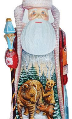 Waking Grizzlies Santa, Woodcarved Figurine