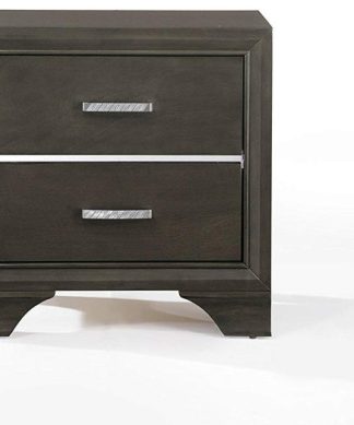 Wooden Two Drawer Nightstand With Bracket Legs, Gray