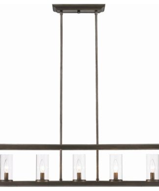 5-Light Linear Pendant, Gunmetal Bronze With Clear Glass