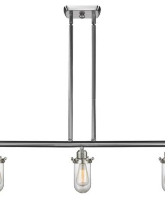 3-Light Kingsbury 42" Island Light, Clear Glass, Satin Brush Nickel