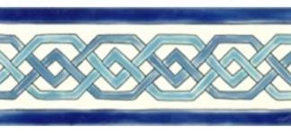 3.94"x11.81" Granada Blue F Border Tile, Set Of 10