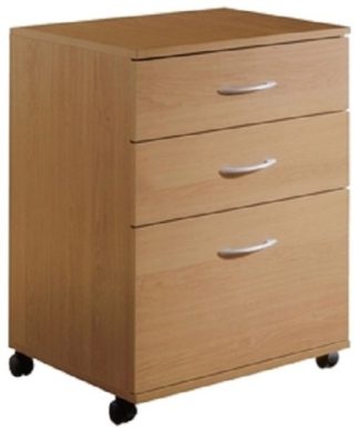 3-Drawer Mobile Filing Cabinet, Natural Maple Finish