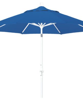 9 Foot Sunbrella Aluminum Crank Lift Collar Tilt Market Umbrella, White Pole