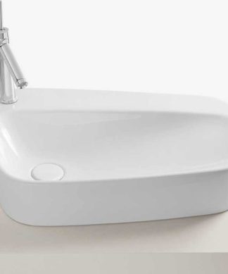24" Serous Above Counter Ceramic Vessel Sink With Faucet Hole, White