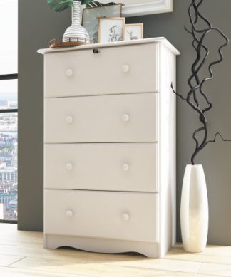 100% Solid Wood 4-Super Jumbo Drawer Chest, White