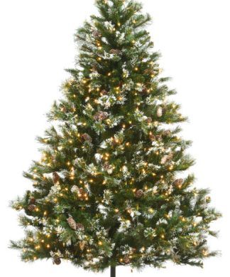 6.5' Glittery Pine Tree With Clear Lights