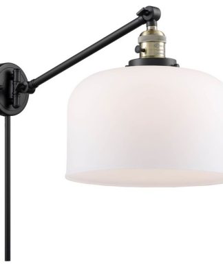 1-Light 12" Swing Arm Black Antique Brass - Bulb Included