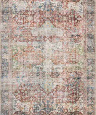 Vintage Inspired Printed Loren LQ-14 Brick/Multi Area Rug by Loloi, 7'6"x9'6"