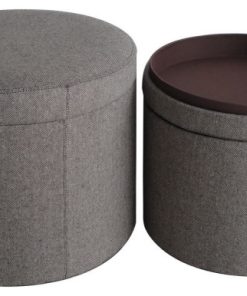 1" x 19" x 19" Gray Tweed Storage Ottoman