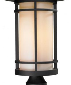 Woodland Outdoor Pier Mounted Fixture, 1-Light, Black, Matte Opal Shade, 22.5"H