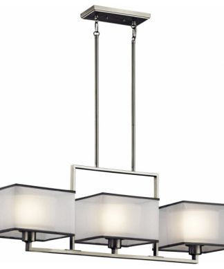 3 light Linear Chandelier - Transitional inspirations - 13 inches tall by 9