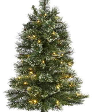 9? Frosted Swiss Pine Christmas Tree with 700 Clear LED Lights and Berries