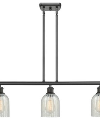 3-Light Caledonia 36" Island Light, Oil Rubbed Bronze, Shade: Mouchette