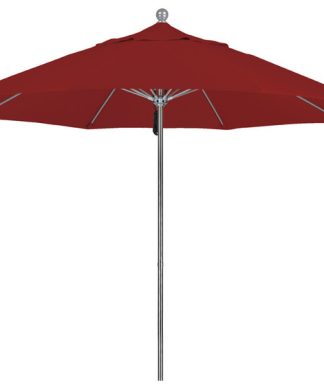9 Foot Sunbrella Fabric Aluminum Pulley Lift Patio Patio Umbrella, Silver Pole