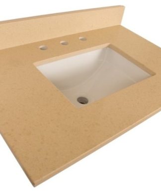 30" Beige Quartz Counter Top With Rectanglar Sink