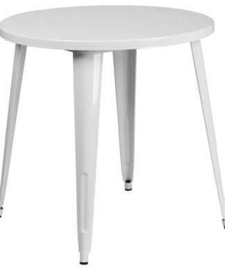 30'' Round White Metal Indoor-Outdoor Table