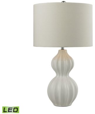 26" Ribbed Gourd LED Table Lamp, Gloss White