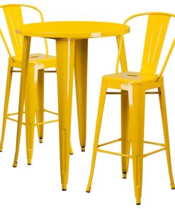 3-Piece Round Metal Bar Set, Yellow