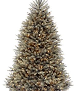 7 1/2' Dunhill Blue Fir Hinged Tree With Clear Lights