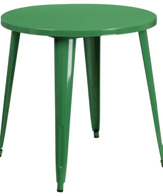 30'' Round Green Metal Indoor-Outdoor Table
