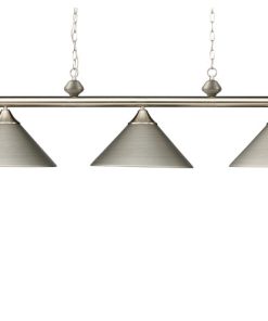 3-Light Satin Nickel Metal Shade Pool Table Light