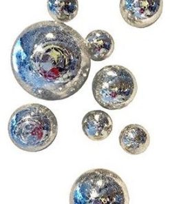 Wall Spheres, Silver Crackle, Set of 11