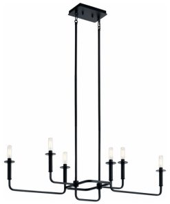 6 Light Linear Chandelier - Mid-Century/Retro inspirations - 17.5 inches tall