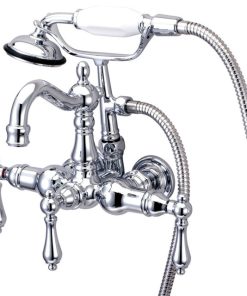 Vintage 3-3/8" Wall Mount Clawfoot Tub Filler with Hand Shower