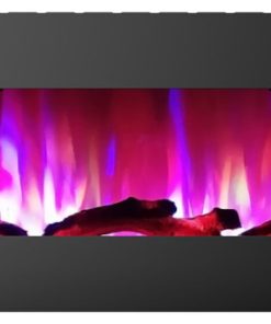 42" Electric Fireplace With Logs and LED Color Changing Display, Black