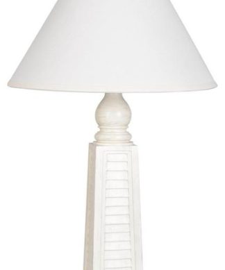 White Shutter USB Polyresin Table Lamp Set of 2