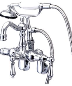 3-3/8" - 9" Adjustable Center Wall Mount Clawfoot Tub Filler with Hand Shower