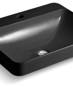 Vox Rectangle Vessel Bathroom Sink With 1-Faucet Hole, Black