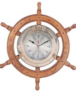 24" Porthole Ship Wheel Clock