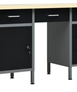 Vidaxl Workbench Black 63"x23.6"x33.5" Steel